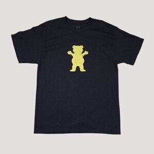 Grizzly Griptape Bear Logo T Shirt Mens Large Black Gold Graphic Streetwear